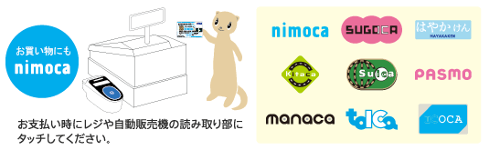 nimoca電子マネーとして