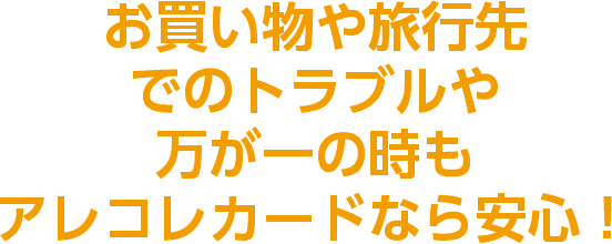 お買い物や旅行先でのトラブルや万が一の時もアレコレカードなら安心！