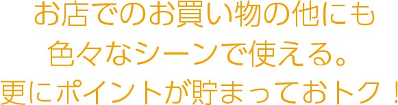 お店でのお買い物の他にも色々なシーンで使える。更にポイントが貯まっておトク！