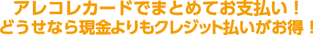 アレコレカードでまとめてお支払い！どうせなら現金よりもクレジット払いがお得！