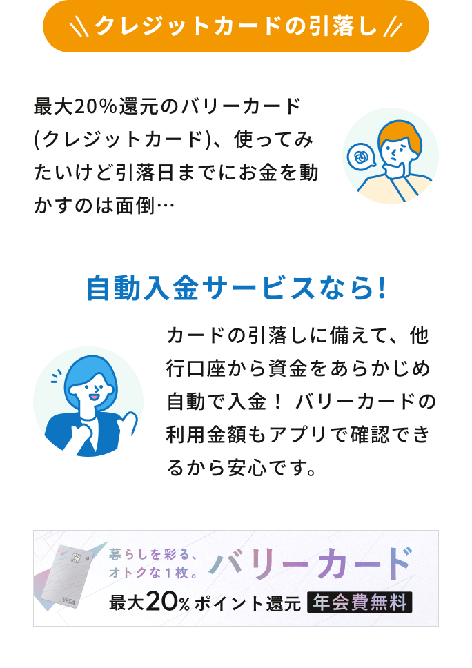 クレジットカードの引落し