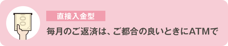 直接入金型 毎月のご返済は、ご都合の良いときにATMで