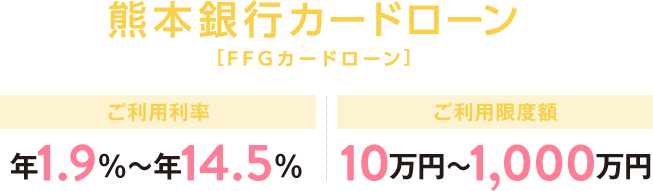 FFGカードローン ご利用利率 年14.5％ ご利用限度額 10万円～100万円