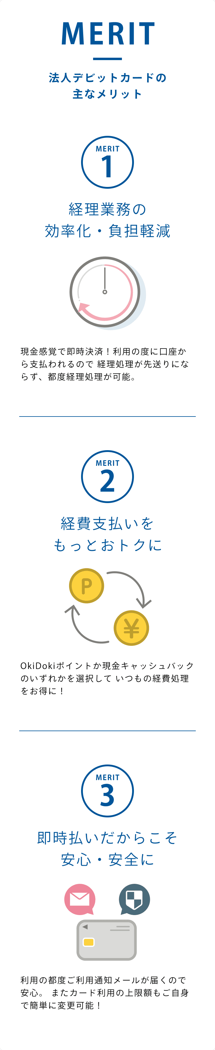 法人デビットカードの主なメリット