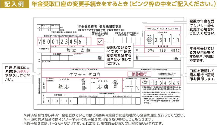 年金受取口座の変更について