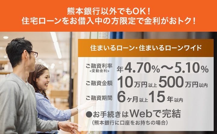 熊本銀行以外でもOK！住宅ローンをお借入中の方限定で金利がおトク！