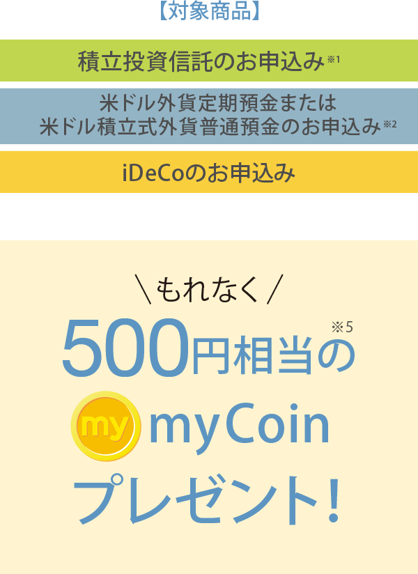 もれなく500円相当のmyCoinをプレゼント