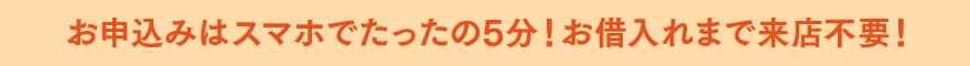 お申込みはスマホでたったの5分！お借入れまで来店不要！