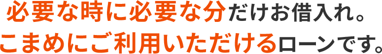 必要な時に必要な分だけお借入れ。こまめにご利用いただけるローンです。