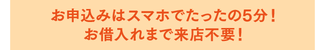 お申込みはスマホでたったの5分！お借入れまで来店不要！